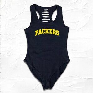 Yellow/Black Packer Fan cut-out Bodysuit, GO PACK GO Cheesehead Nation, Gameday